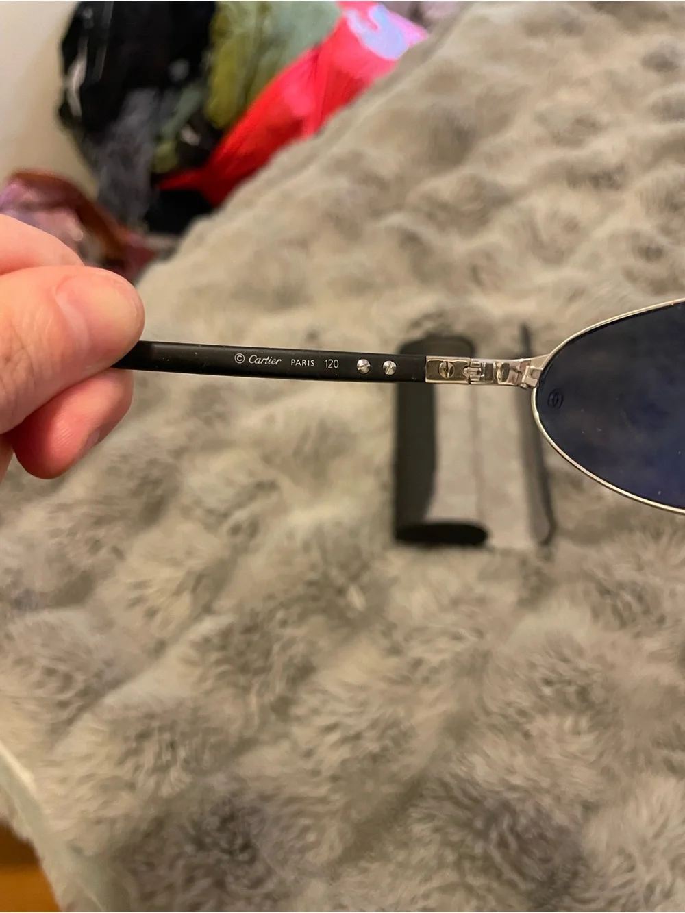 Vintage Cartier Women's Silver Frame Black Lens Aviator /Navigator Sunglasses